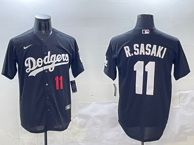 Men's Los Angeles Dodgers Roki Sasaki #11 Black Jersey